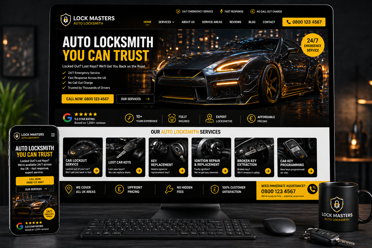 Auto locksmith website designed by Harper and Holt