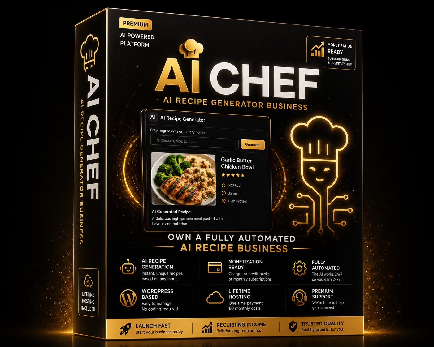 Premium AI Recipe Generator Website Business | Custom Branded | Lifetime Hosting Included | WordPress AI Startup