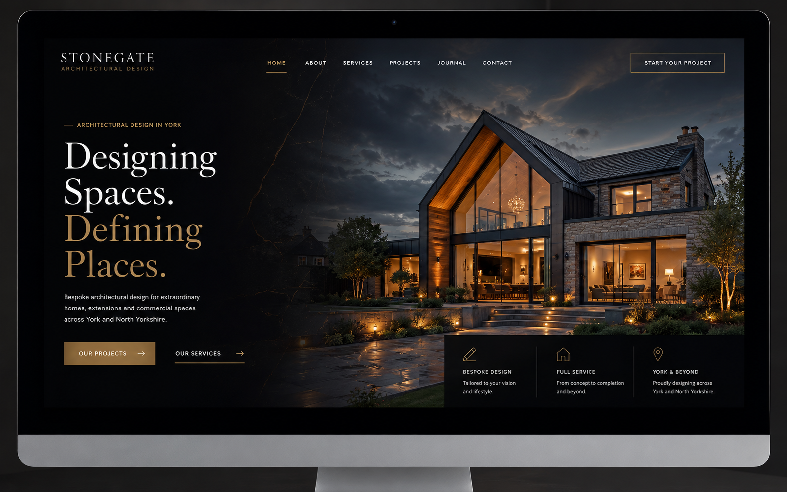 Luxury architecture website design concept for York
