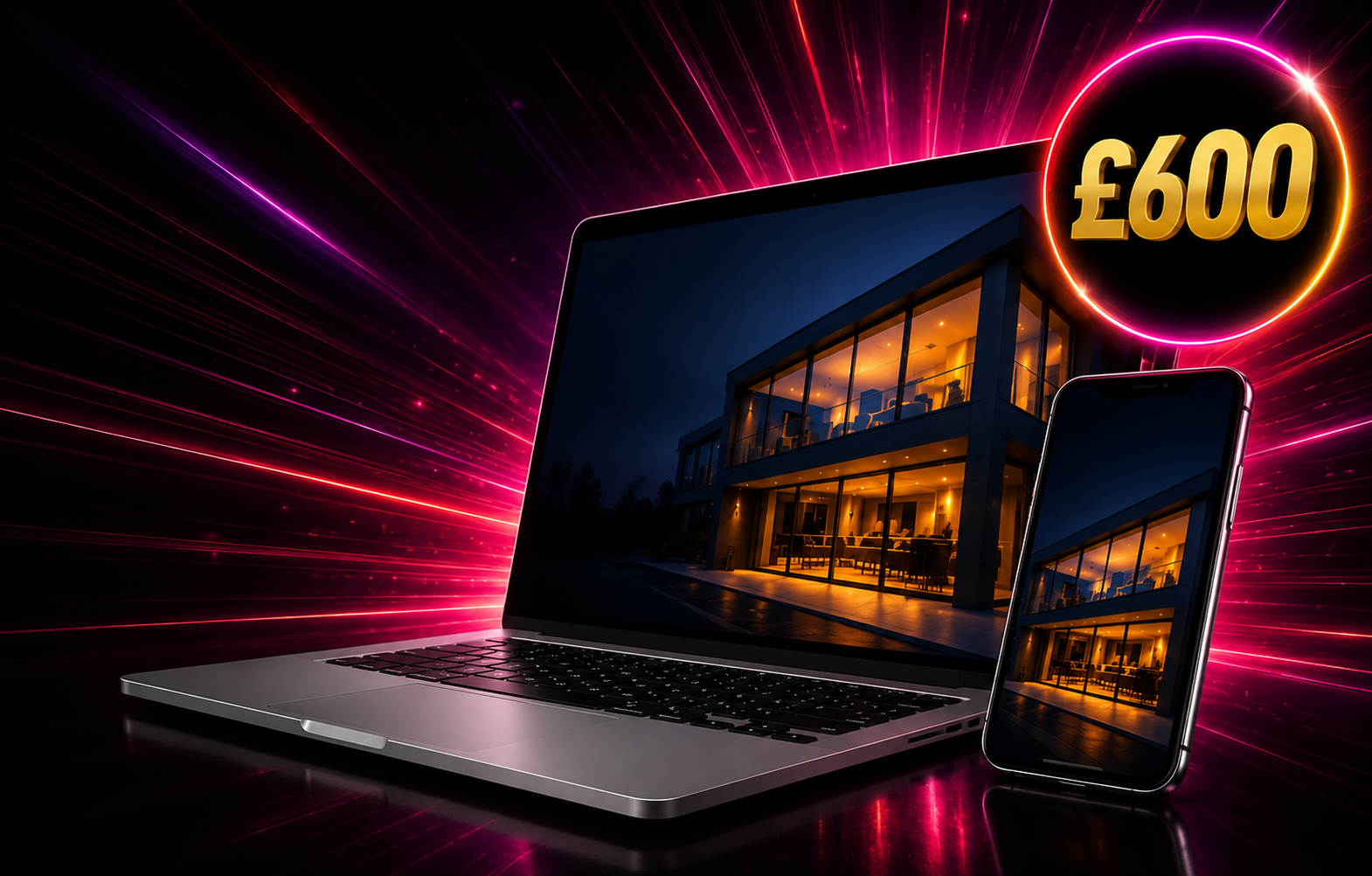 Business Website Plus bespoke WordPress website displayed on a laptop and mobile phone