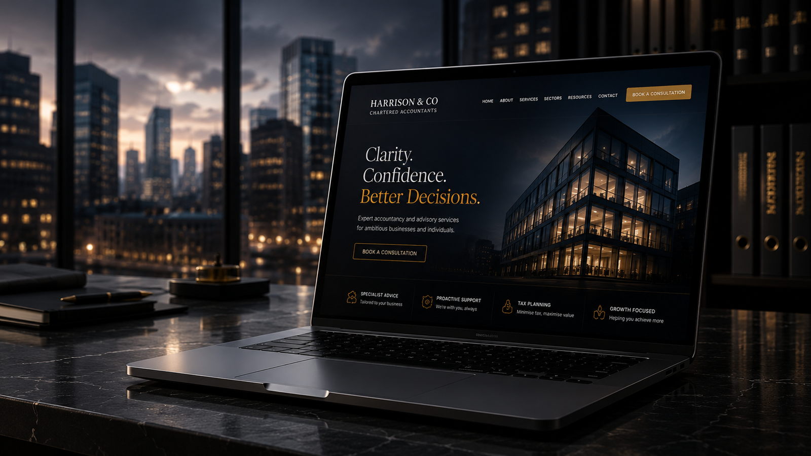 Premium accountancy website design by Harper and Holt